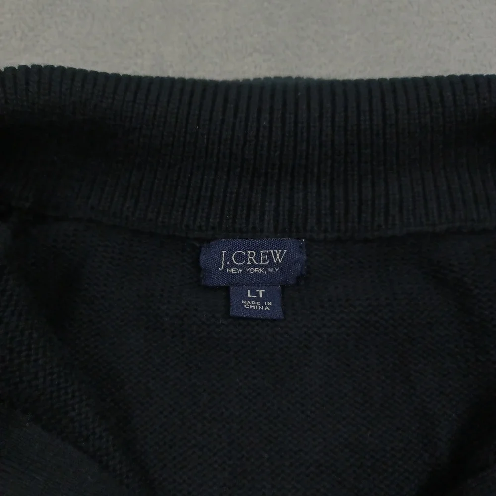J‎ Crew Sweater Mens Large Tall Black Knit 1/4 Zip Pullover Casual Preppy
